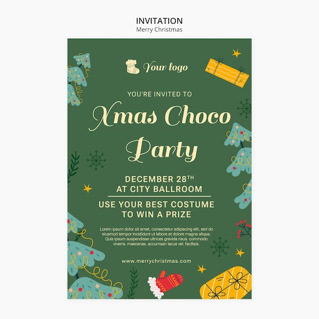 PSD gratuito plantilla de invitación de fiesta de navidad