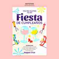 PSD gratuito plantilla de invitación de fiesta de quinceañera de diseño plano