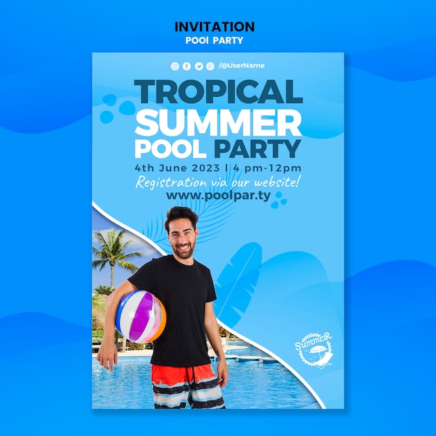 PSD gratuito plantilla de invitación de fiesta de verano dibujada a mano