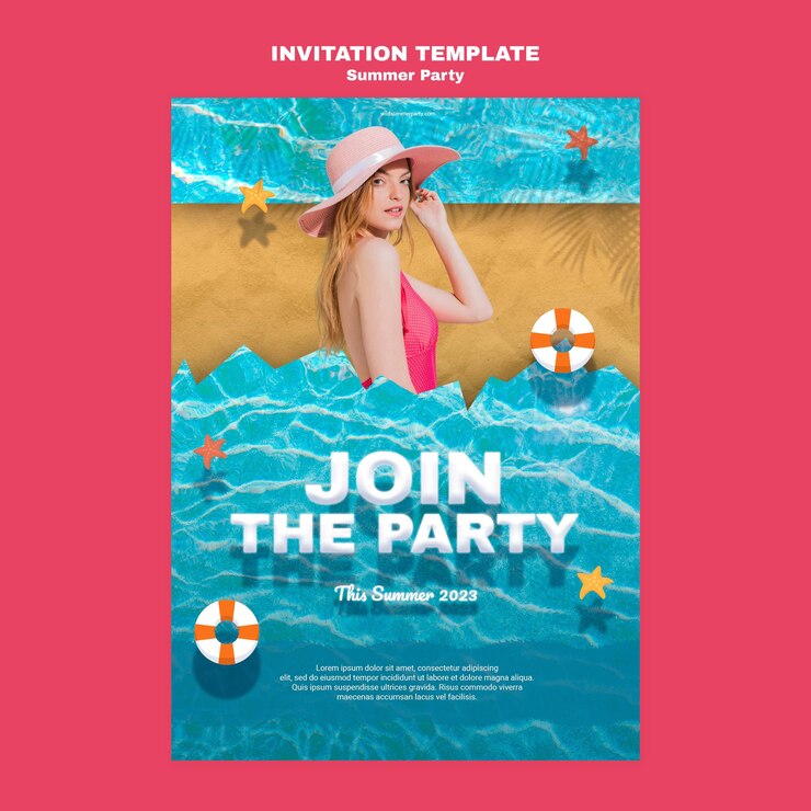 PSD gratuito plantilla de invitación para fiesta de verano