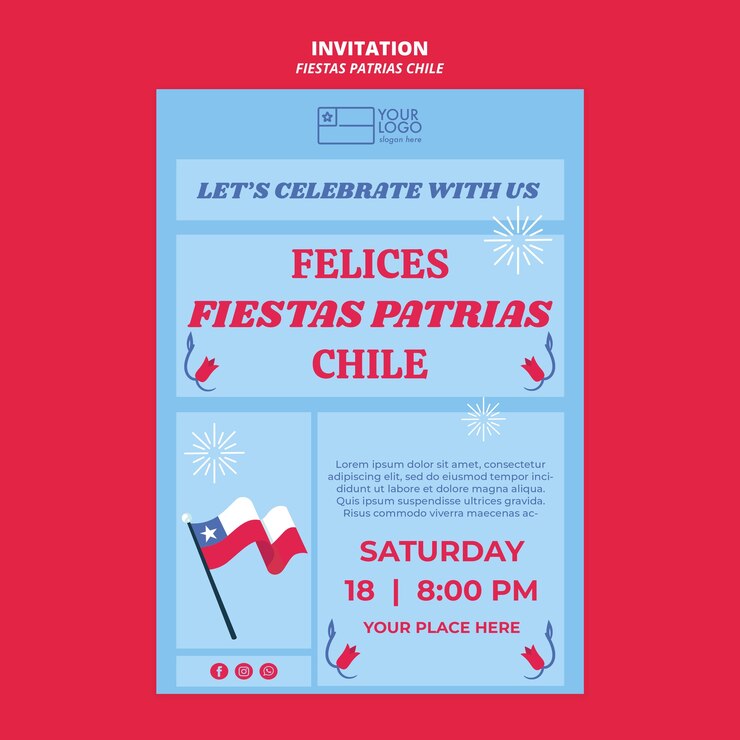 PSD gratuito plantilla de invitación de fiestas patrias chile