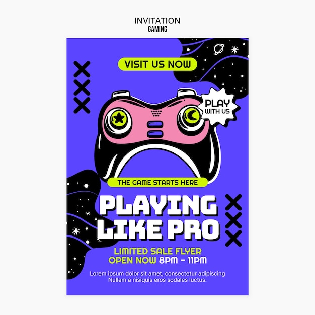 plantilla de invitación de juegos retro