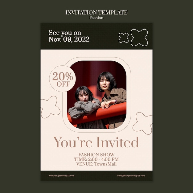 PSD gratuito plantilla de invitación de lanzamiento de moda