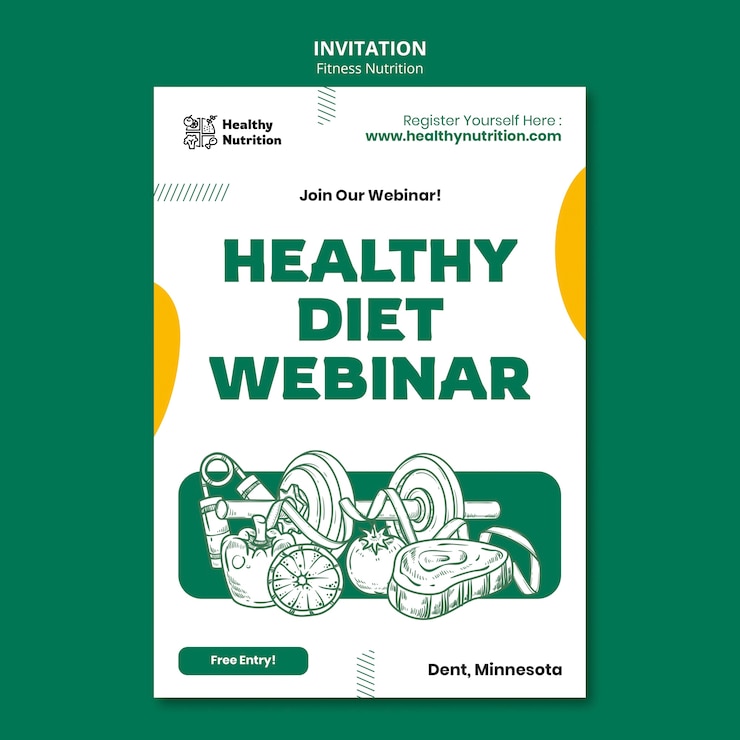 PSD gratuito plantilla de invitación de nutrición fitness
