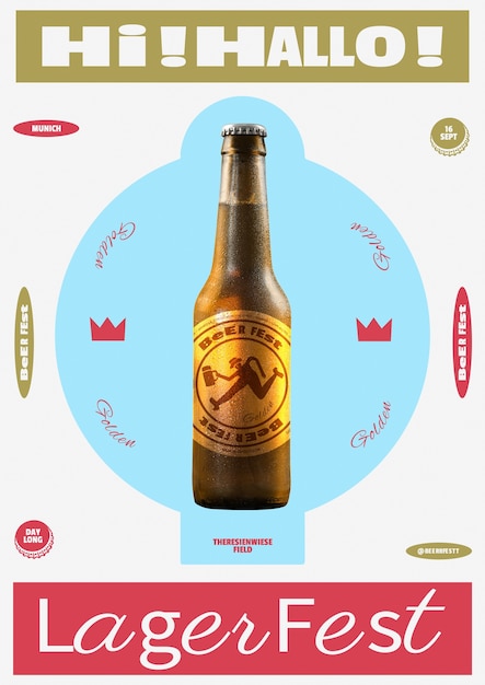 Plantilla de invitación de oktoberfest de diseño plano