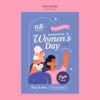 PSD gratuito plantilla de invitación plana para celebración del día de la mujer