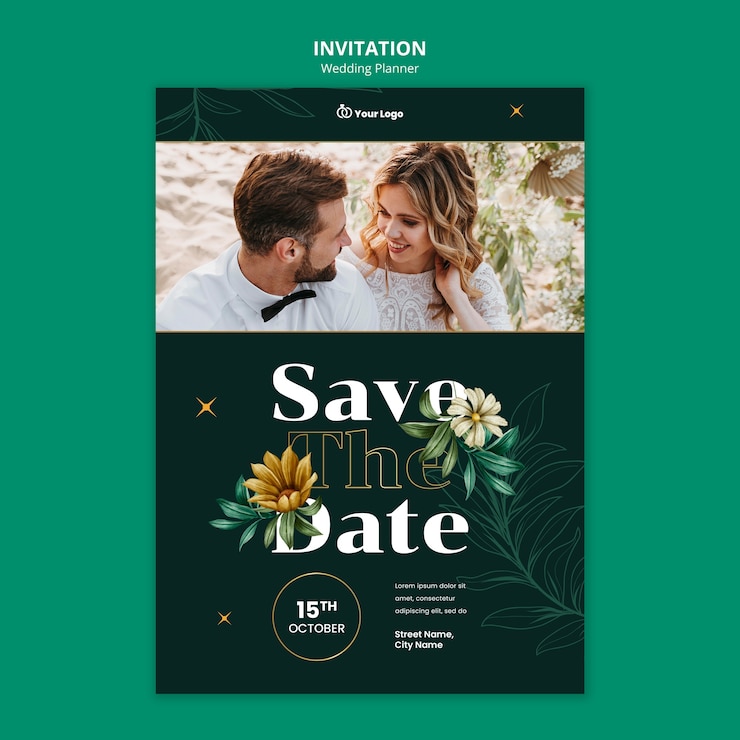 PSD gratuito plantilla de invitación para el planificador de bodas