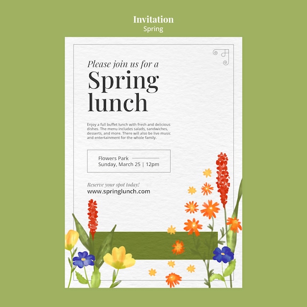 PSD gratuito plantilla de invitación de primavera