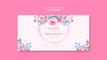 PSD gratuito plantilla de invitación de quinceañera colorida