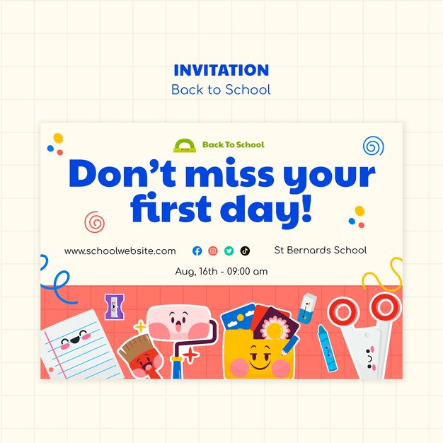 Plantilla de invitación de regreso a la escuela