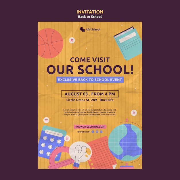 Plantilla de invitación de regreso a la escuela