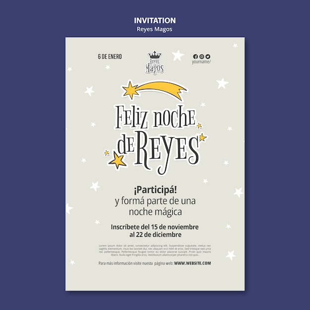 La plantilla de invitación de los reyes magos