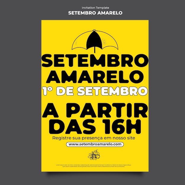 PSD gratuito plantilla invitación setembro amarelo dibujada a mano