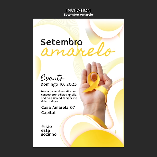 Plantilla de invitación de setembro amarelo