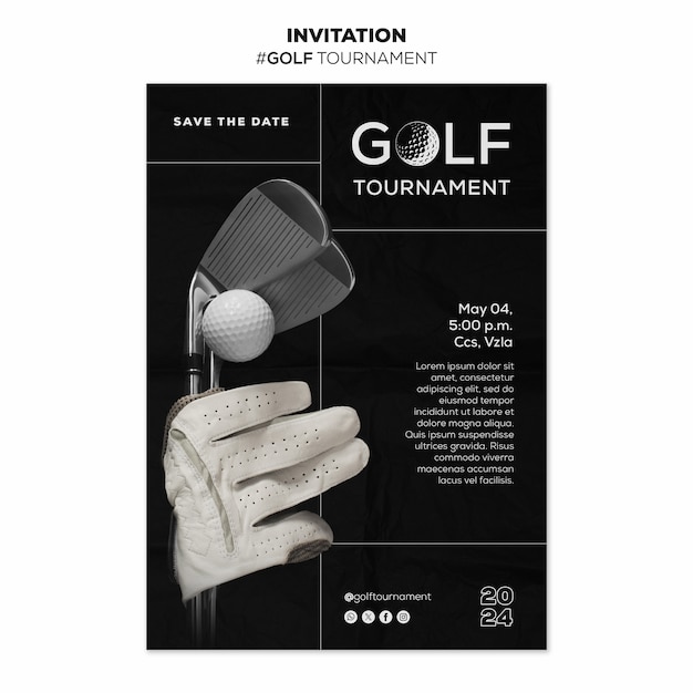 PSD gratuito plantilla de invitación para un torneo de golf