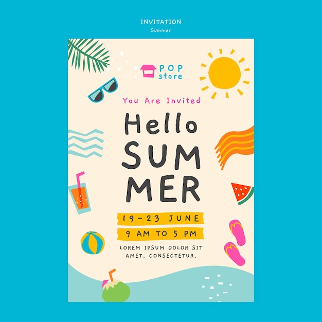 Plantilla de invitación de vacaciones de verano