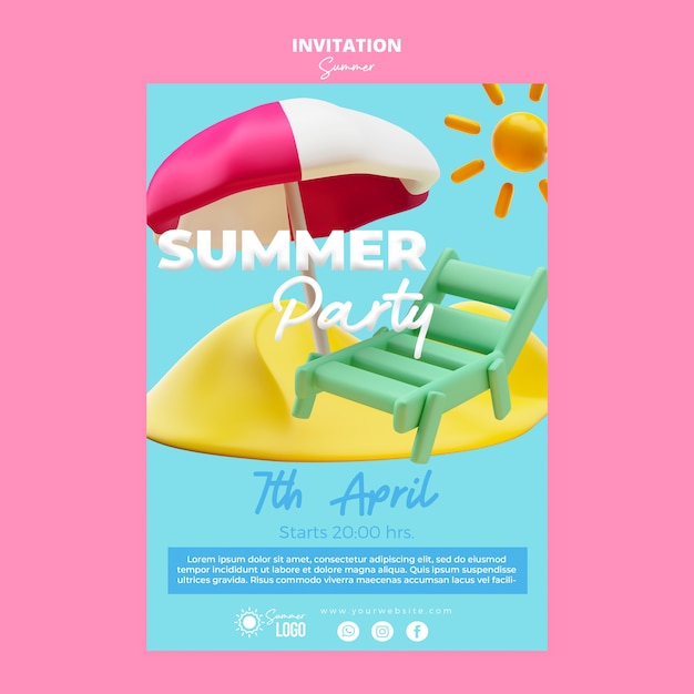 Plantilla de invitación de vacaciones de verano