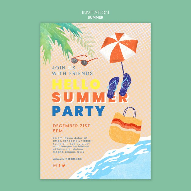 Plantilla de invitación de vacaciones de verano