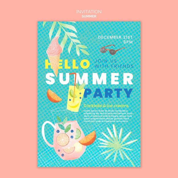 Plantilla de invitación de vacaciones de verano