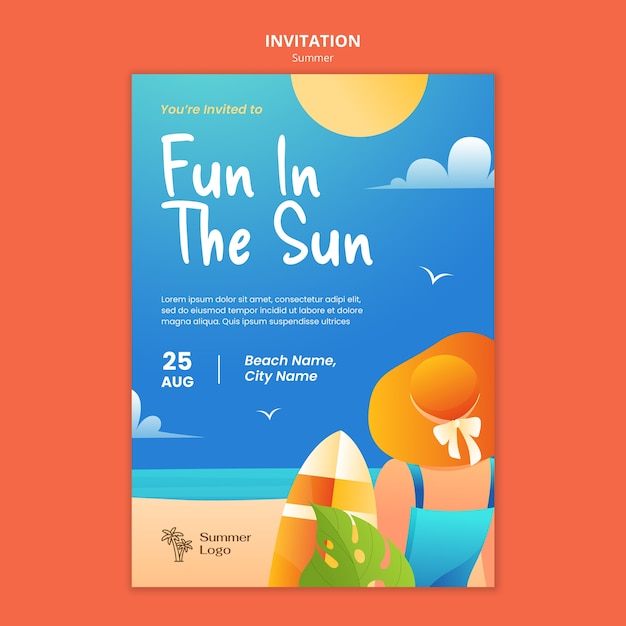 PSD gratuito plantilla de invitación de vacaciones de verano