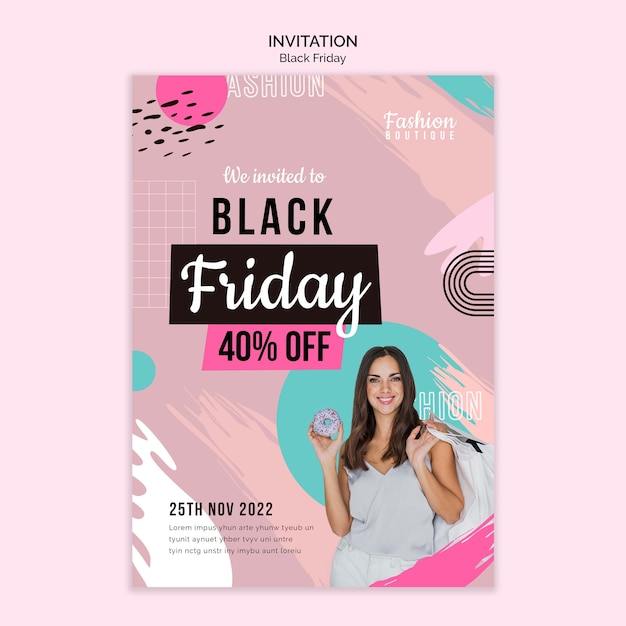 PSD gratuito plantilla de invitación de venta de viernes negro