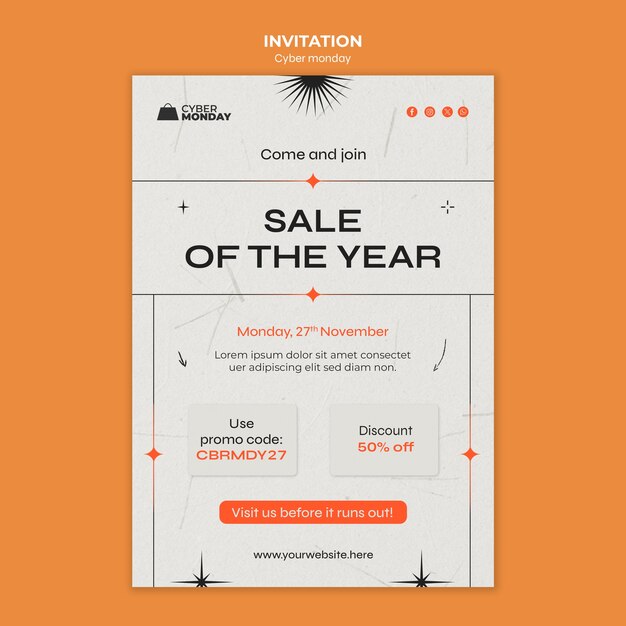 Plantilla de invitación de ventas de Cyber Monday