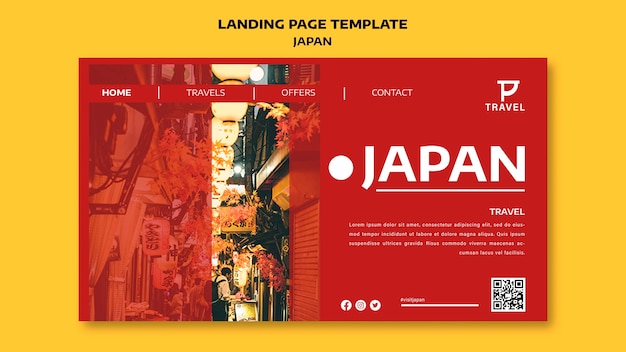 PSD gratuito plantilla de japón de página de destino de diseño plano