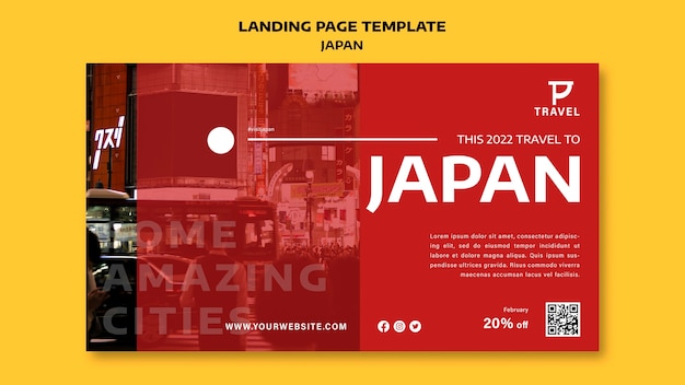 PSD gratuito plantilla de japón de página de destino de diseño plano