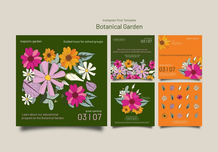 PSD gratuito plantilla de jardín botánico de diseño plano