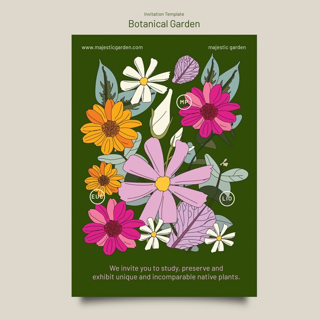 Plantilla de jardín botánico de diseño plano