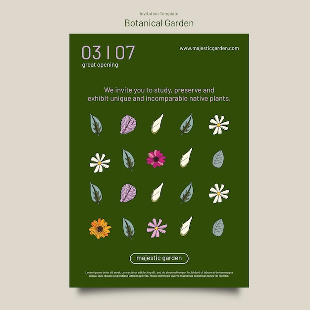 PSD gratuito plantilla de jardín botánico de diseño plano