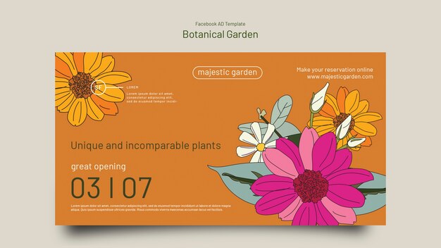 Plantilla de jardín botánico de diseño plano