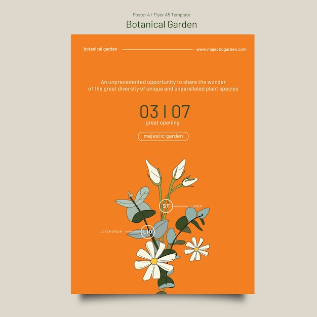 PSD gratuito plantilla de jardín botánico de diseño plano