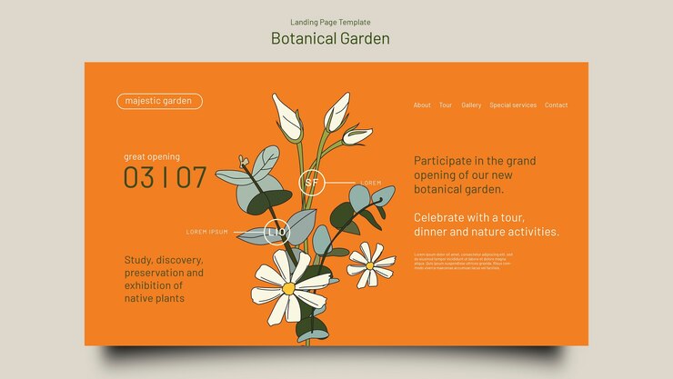 PSD gratuito plantilla de jardín botánico de diseño plano