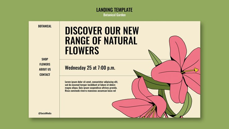 PSD gratuito plantilla de jardín botánico de diseño plano