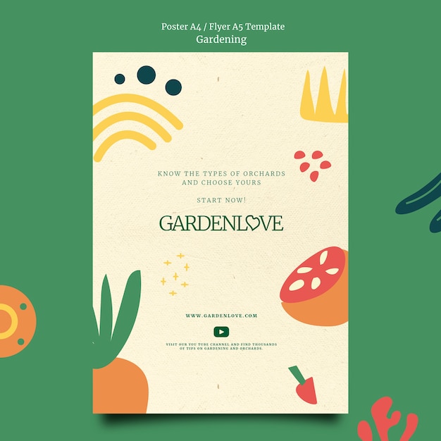 PSD gratuito plantilla de jardinería de diseño plano