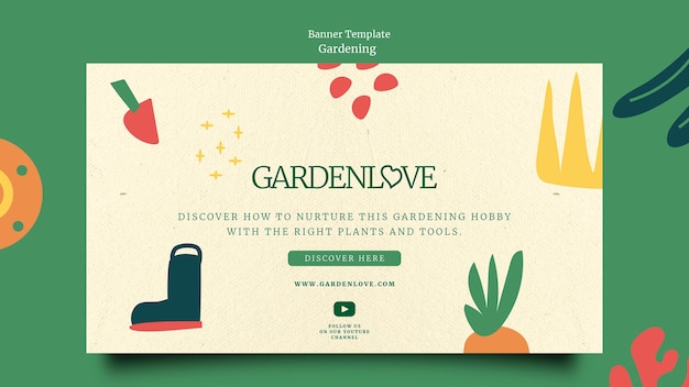 PSD gratuito plantilla de jardinería de diseño plano