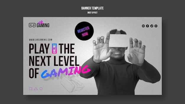 Plantilla de juego de realidad virtual de banner