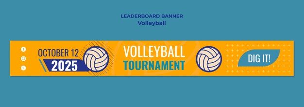 plantilla de juego de voleibol de diseño plano