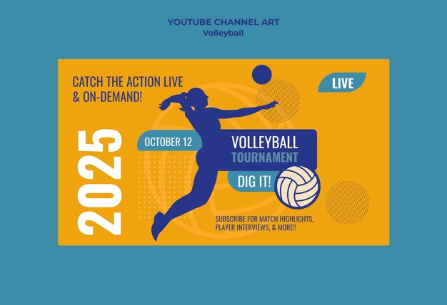plantilla de juego de voleibol de diseño plano