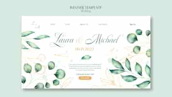 PSD gratuito plantilla de landing page de boda en acuarela