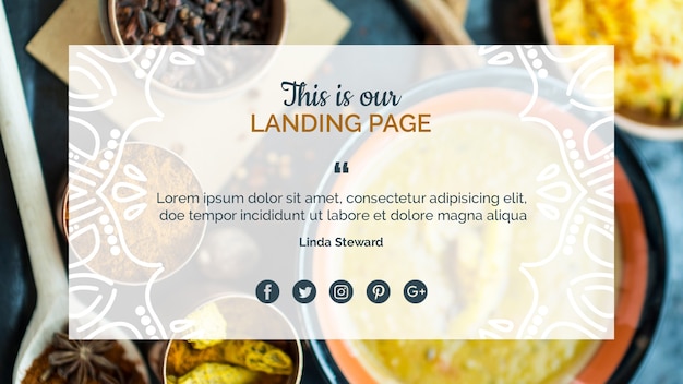 PSD gratuito plantilla de landing page de comida hindú