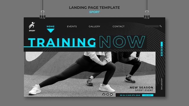 Plantilla de landing page de deportes con foto