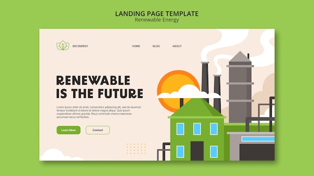 PSD gratuito plantilla de landing page de energías renovables