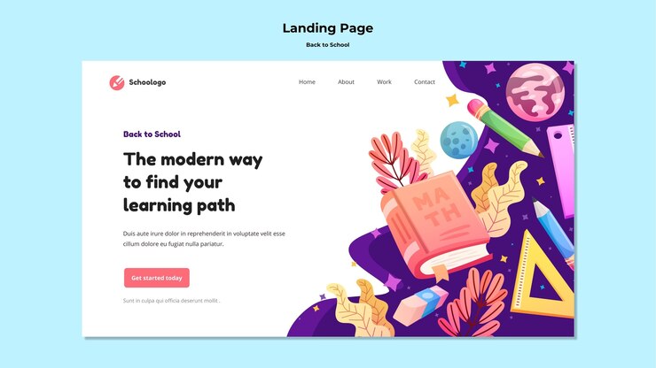 PSD gratuito plantilla de landing page de la vuelta al cole