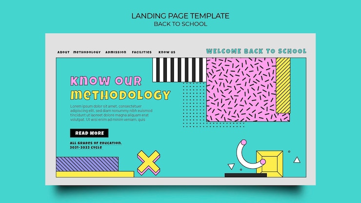 PSD gratuito plantilla de landing page de la vuelta al cole