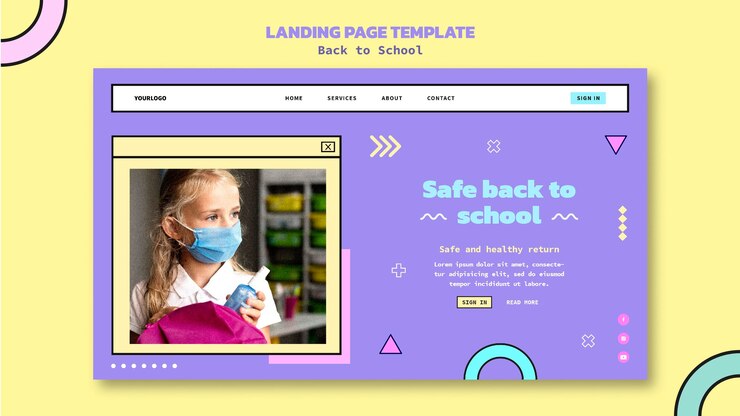 PSD gratuito plantilla de landing page de la vuelta al cole