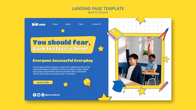 PSD gratuito plantilla de landing page de la vuelta al cole