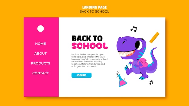 Plantilla de landing page de la vuelta al cole