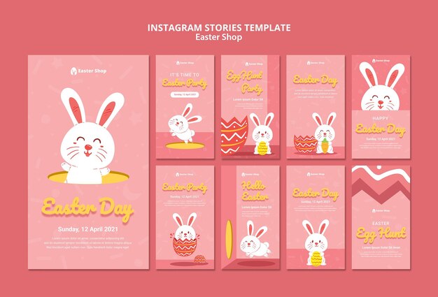 Plantilla linda de historias de instagram del día de pascua